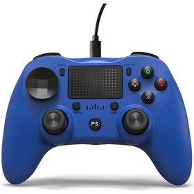 Resim Mufunye Mavi Kablolu Ps4 Oyun Kolu - Çift Joystick Ve Dokunmatik Panel İle Ps4/pro/slim Uyumlu 