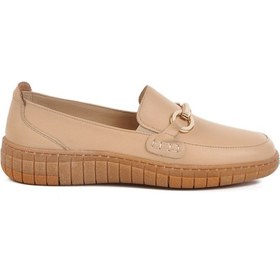 Resim Bej Hakiki Deri Anatomik Kadın Casual Ayakkabı Z078 Z Bej 