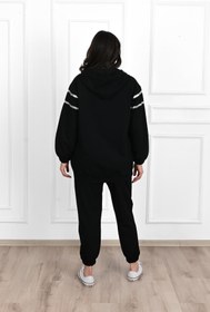 Resim Kadın Sim Detaylı Büyük Beden Eşofman Takımı 3671-23 - XL / Kahverengi 