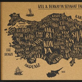 Resim Mantar Türkiye Haritası - Kişiye Özel Başlıklı Çerçeveli Duvar Dekoru - 30x20 cm 