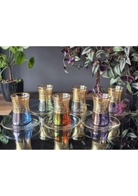 Resim Konyax Çay Seti 12 Parçalık Alda Lüsterli Karışık Renkli 