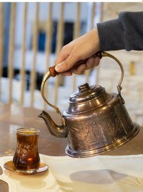 Resim Bakır Demlik İşlemeli Maraş Model Okstili Renk Bakır Uçlu Oksitli Bakır 