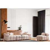 Resim S Home Design Concept Bellini 4 Modül Modüler Koltuk L Köşe Takımı, Teddy, Kırık Beyaz 