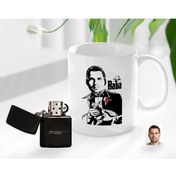 Resim Bk Gift Kişiye Özel Babalar Günü Hediyesi Godfather Baba Tasarımlı Kupa Bardak Ve Benzinli Çakmak Seti-4 