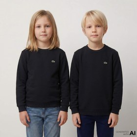 Resim Lacoste Çocuk Bisiklet Yaka Siyah Sweatshirt 