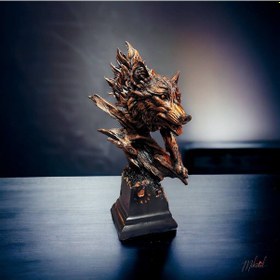 Resim Şiddetli Avcı Dekorasyon, Ev Dekoru, El Yapımı Heykel, Kurt Heyk 