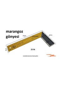 Resim Marangoz Gönye 25cm Cetvel Köşe Gönye Çizim Gönyesi Tasarım Gönye 