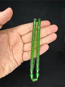 Resim Ateş Kehribar Tesbih Yeşil Renkli Kesme Kesim 10,5mmx6mm T-661 