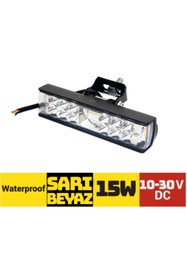 Resim KAPOTO Off Road Projektör 10-30V 15W Çakar Beyaz Sarı 15x3,5 cm Tır Kamyon İş Makinesi Uyarı Aydınlatma 