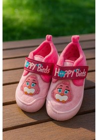 Resim Happy Birds Baskılı Kız Çocuk Panduf Pembe Pembe 