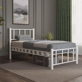 Resim Argimo Zambak Tek Kişilik Ferforje Metal Karyola Beyaz (90x200) 