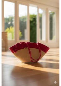 Resim Loom Collection Kadın Plaj Çantası Ekru - Pembe 