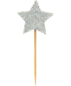 Resim Beyaz Yıldız Simli Eva Kürdan Cupcake Toppers Cupcake Çubuğu 12'li 