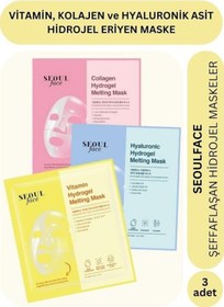 Resim Dermal Vitamin Kolajen Ve Hiyalüronik Asit Özlü Hydrojel Şeffaflaşan Eriyen Maske 34g 3 Adet 
