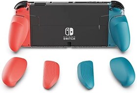 Resim Skull & Co. GripCase OLED, Nintendo Switch OLED modeli için: Değiştirilebilir saplı sabitlenebilir şeffaf koruyucu kılıf [tüm el boyutlarına uygundur] [taşıma çantası yok], Gripcase Oled Only-neon 
