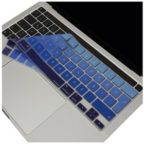 Resim Macbook Pro 13inç M1-m2 Klavye Koruyucu Ombre Türkçe Q Touchbarlı A2338 A2289 A2251 A2141 İle Uyumlu Lacivert Mavi 