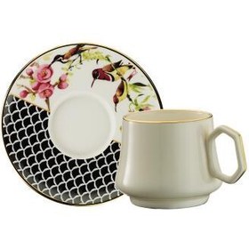 Resim Sandro Moreno 1453 Tropikal Geometrik Gold 12 Parça 6 Kişilik Kahve Fincan Takımı 90 ml 