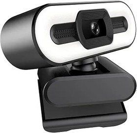 Resim Cankypu 1080P Web Kamerası Full HD Web Kamerası Dahili Ayarlanabilir Halka Işık Sabit Odaklı Optik Lens Mikrofon USB Bilgisayar Kamerası PC Masaüstü Dizüstü Bilgisayar için Tak ve Çalıştır Görüntülü 