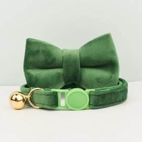 Resim Cat collar Safety Bell cat collar 92726 - GREEN Leash +Bowtie / L 