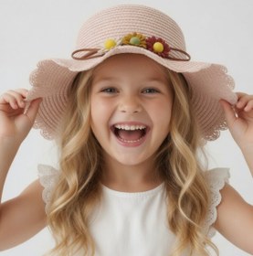 Resim Mollycrush Kız Çocuk Pudra Pembe Papatya Aksesuarlı Yazlık Hasır Şapka | Günlük ve Plaj Kullanımına Uygun Hediyelik Model 