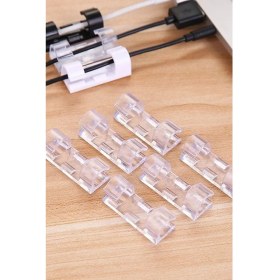 Resim Gampus Yapışkanlı 20'li Şeffaf Kablo Klipsi, Sabitleyici ve Düzenleyici, Kablo Organizatörü 