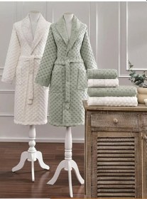 Resim Özdilek Mistico Aile Bornoz Seti Krem-yeşil Çok Renkli 