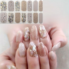 Resim 3D Rhinestone Yeni Japon Nail Art Mermer Desen Badem Şekilli Tırnak Film 