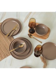 Resim Keramika Nordic Mat Toprak Taupe Yemek Takımı 18 Parça 6 Kişilik 977 
