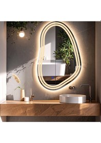 Resim Axira Günışığı Lazer Kumlamalı Lavabo & Banyo Aynası Dokunmatik Sensörlü 55 X 90 