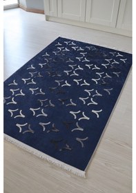 Resim Arte Nakışlı Mavi Kilim Dekoratif Salon Halısıyıkanabili Mavi 