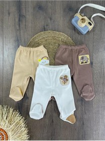 Resim Bulut Baskılıyenidoğan Organik Pamuk Erkek Bebek Patikli Eşofman 3lü Set Çok Renkli 