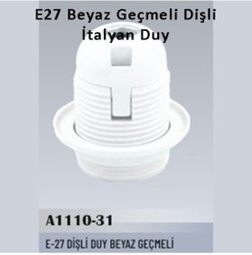 Resim 30 Adet E27 Beyaz Geçmeli Dişli İtalyan Duy 