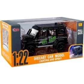 Resim Vardem Kutulu Çek Bırak 1:22 Sesli ve Işıklı Buhar Çıkartan Metal Jeep Siyah 