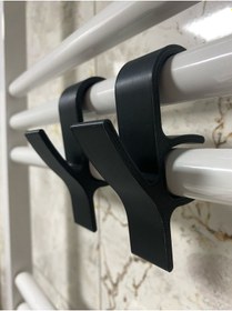 Resim Havlupan Ve Banyo Askısı 3 Lü Büyük Boy Set Siyah 