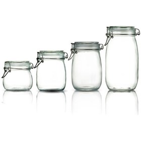 Resim 4'lü Set Korken Kavanoz Vakumlu Kilitli Cam Saklama Kavanozu 500 Ml - 750 Ml - 1000 Ml - 1500 Ml Şeffaf 