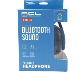 Resim Acl Abk-03 Kablosuz Rgb LED Bluetooth Kulaklık Mavi-Siyah 