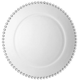 Resim Cam El Yapımı Boncuk Detaylı Cam Supla Servis Tabağı 1 Adet 34 Cm 