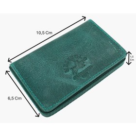 Resim Westpolo Eskitme Hakiki Deri Unisex Tek Bölmeli Kartlık - Turkuaz Yeşil Turkuaz Yeşil 