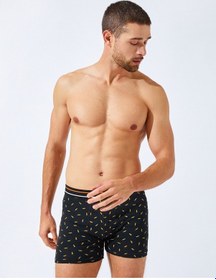 Resim Koton Pamuklu 3'Lü Basic Boxer Siyah Desenli 3Wlm90045Mk 
