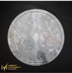 Resim Gri Mermer Sunumluk Tepsi 