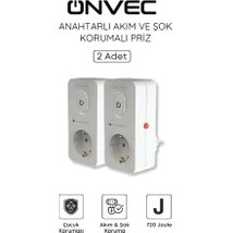 Resim Onvec Basic Anahtarlı Akım ve Şok Korumalı Priz 720 Joule 2 Adet 
