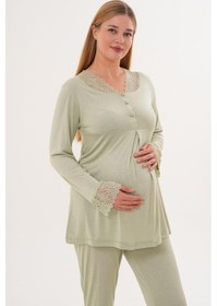 Resim Mecit Pijama Mecit 5808 Kadın Hamile Lohusa Pijama Takımı Yeşil 