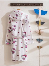 Resim Pembe Hello Kitty Baskılı Kız Çocuk Bornoz 