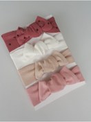 Resim swan butik Kız Bebek Çocuk Bebek Bandana Toka Seti 4'lü Sıcak Pembe, Kırık Beyaz, Bej Pudra 