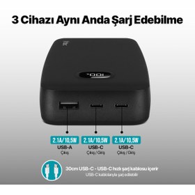 Resim Ttec Chargeup Pro Lcd 20.000mah Pd 20w Taşınabilir Hızlı Şarj Aleti/powerbank Siyah 2bb213s Siyah 
