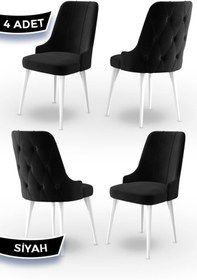 Resim Canisa Maya Serisi Ithal Kumaş Sandalye Beyaz Gürgen Ayak 4 Adet Siyah Sandalye 