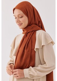 Resim Mirsoy Scarf Halka Desen Parlak Jakar Şal - Bakır Bakır 
