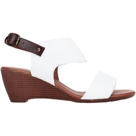 Resim BUENO Shoes Beyaz Taba Deri Kadın Dolgu Topuklu Sandalet 01wn3700 