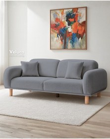 Resim Lara Sırt Mekanizmalı Üç Adet Üçlü Kanepe & Yataklı 3'lü Koltuk 3+3+3 - Mavi Mavi 