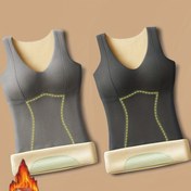 Resim 2 Adet Kadınlar İçin Peluş Astarlı Termal Atlet - Göğüs Pedli Kışlık İç Çamaşırı, Dar Kesim Ayarlanabilir Strapless İç Giyim, Katmanlama İçin Yumuşak İç Kıyafet (Yeşil & Pembe) - Elde Yıkanabilir Sonbahar ve Soğuk Hava Temel Parçaları 